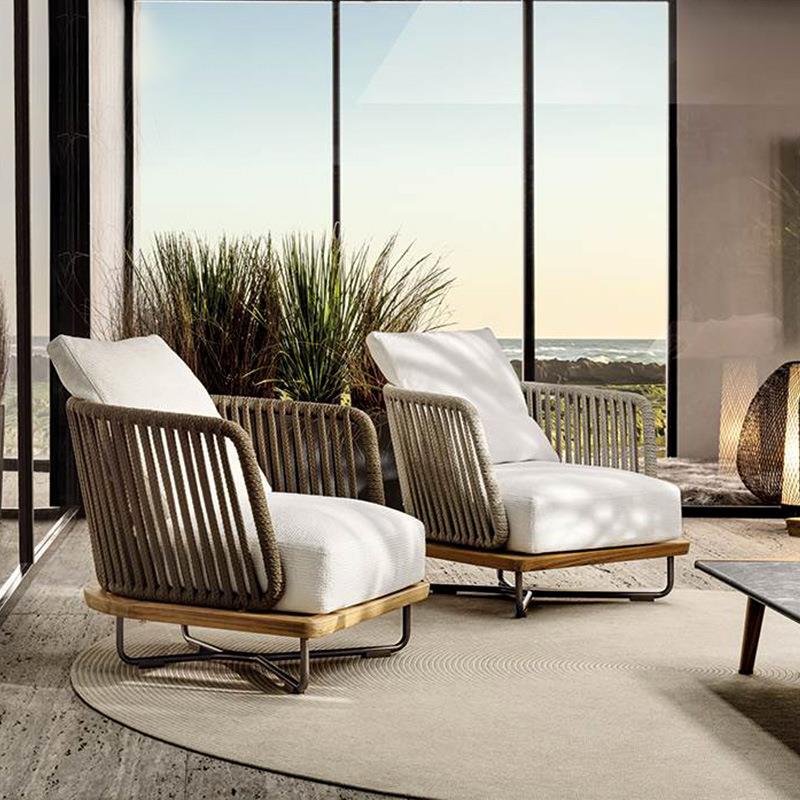 889墅店跨境沙货源北欧户外发组合别庭院藤编沙发酒民宿柚木沙发