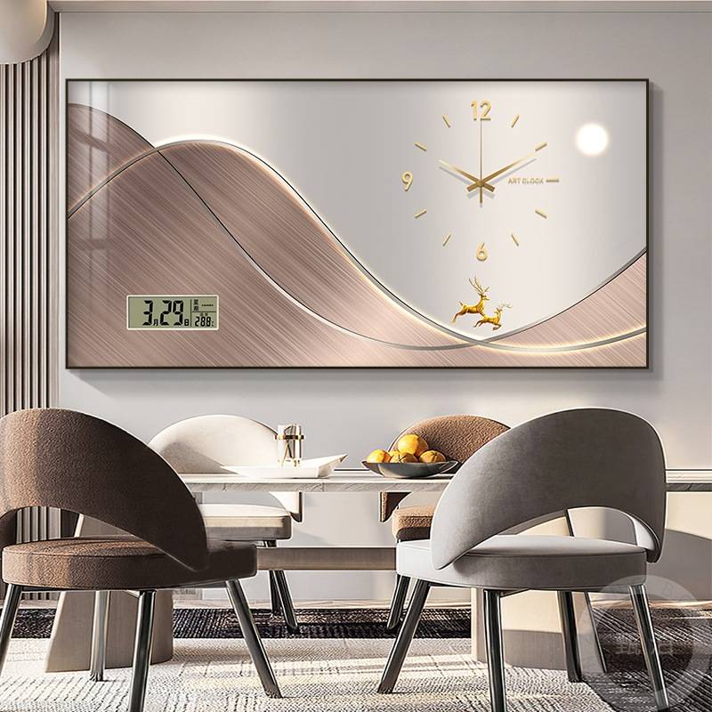 轻奢现代电表箱装饰画配电箱遮挡万年历挂画电子静音餐厅家用挂钟