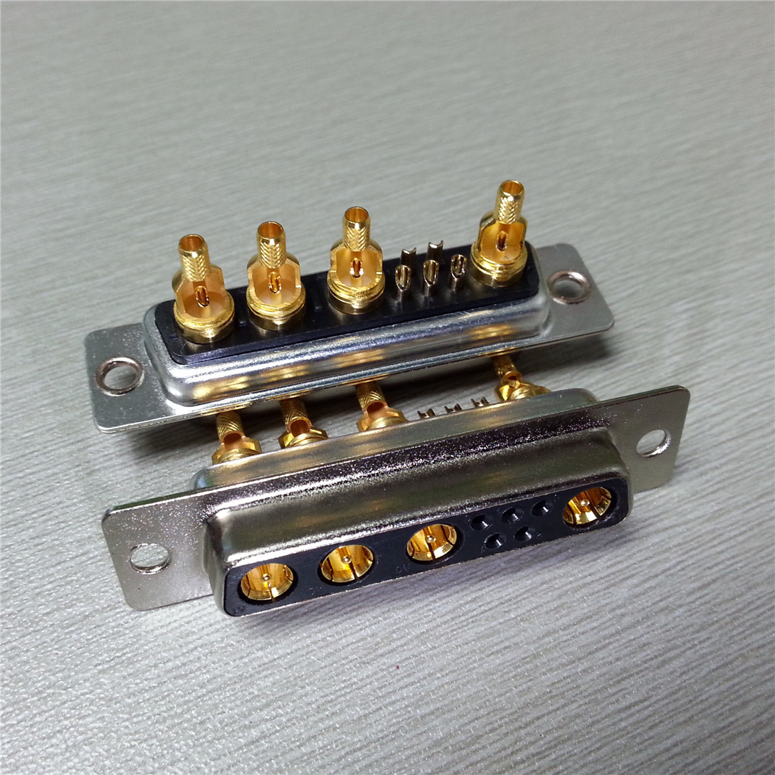 D-SUB(9W4)射频连接器母头 端子镀全金 DB型射频同轴9W4母座插头