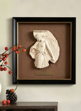 经典中古法式砂岩雕塑艺术画复古立体雕塑画装饰画玄关饰品摆件