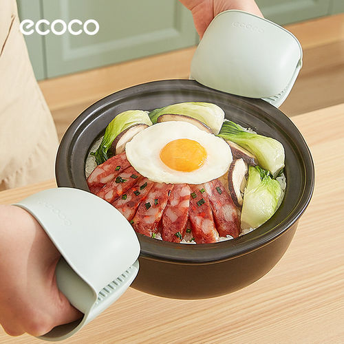 ecoco防烫手套厨房硅胶隔热防滑加厚耐高温微波炉烘培烤箱烤炉专