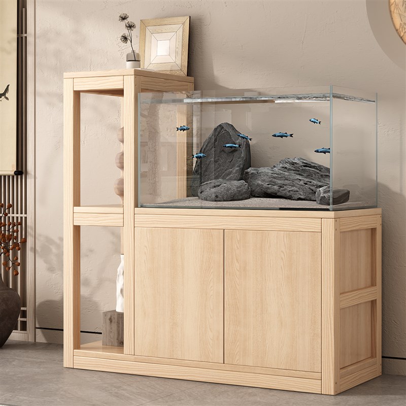鱼缸底柜架子置物架家用t客厅新中式智能鱼缸柜子定制实木支架