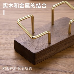 实木桌面名片盒酒店前台高档金属创意名片架商务大容量名片收纳盒