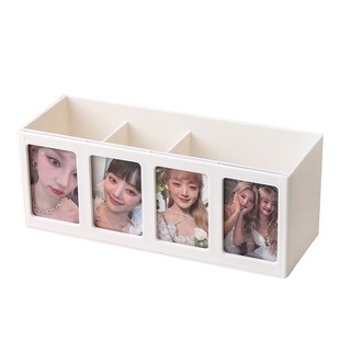ins风小卡收纳盒大容量桌面笔筒追星分格卡位盒子文具卡片展示架