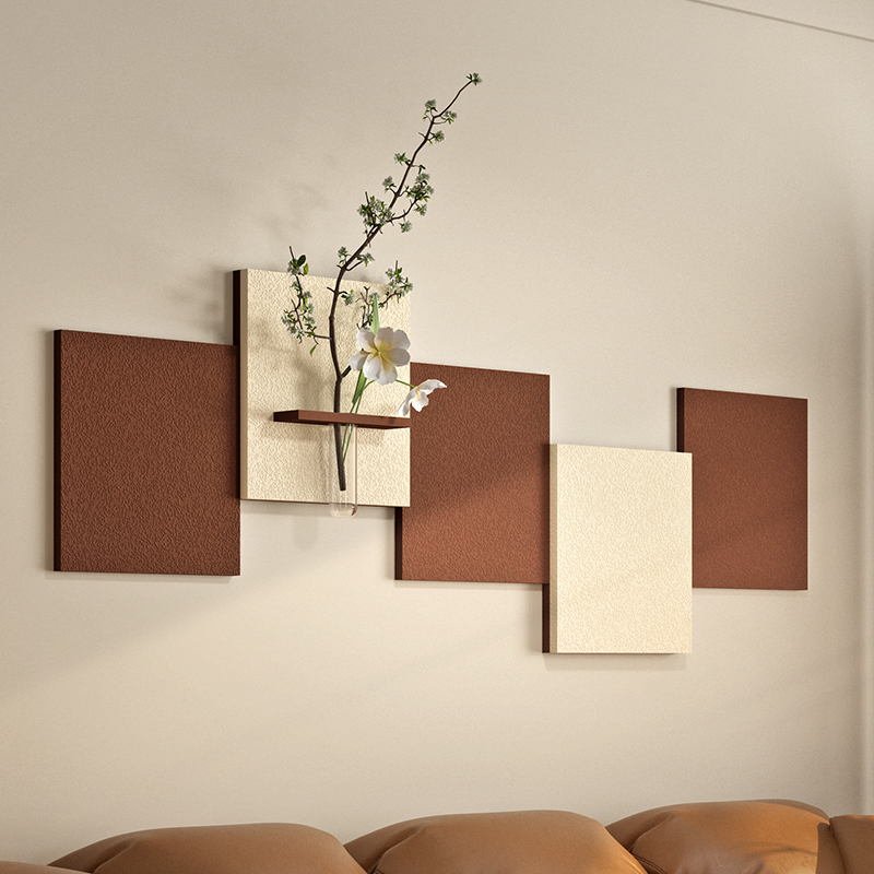 立体砂岩复古风侘寂风客厅装饰画沙发背景墙挂R画绿植卧室餐厅壁