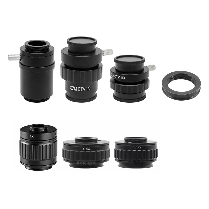 三目电子显微镜工业照相机转接头减倍适配器转换连接Q口1/31/2配