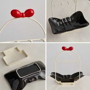 奶油风可爱鞋柜入户玄关挂钥匙收纳盒摆件客厅桌面装饰托盘置物架