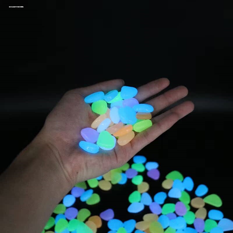 晚上发光七彩夜光石头卡通海洋动物荧光石鱼缸造景装饰小摆件