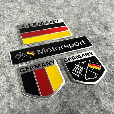 国旗装饰贴汽金属车贴GERMANY铝标地图贴纸Sline叶子板侧标贴
