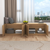 实木阳台柜子储物柜家用可坐阳台收纳置物柜大容量地柜矮柜飘窗柜