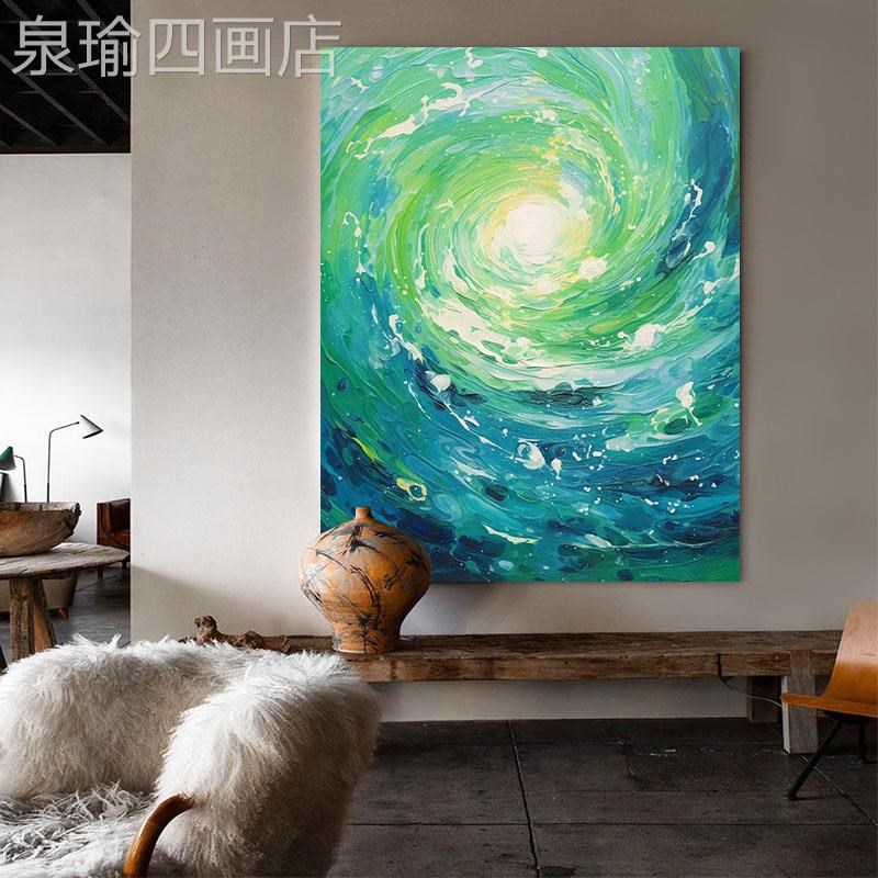 网红北欧侘风大简约现油画客厅代抽纯手鸦绘装寂饰厚肌理涂象幅地