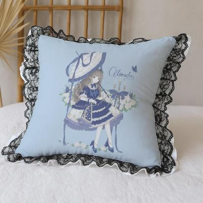 罗莉塔梦幻甜酷少女黑蕾丝边水洗棉抱枕沙发靠垫套汽车装饰靠枕芯