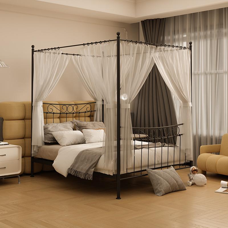 老匠铁艺床蚊帐欧式架子床简约现代1.8米双人学生床1.35铁架床T31