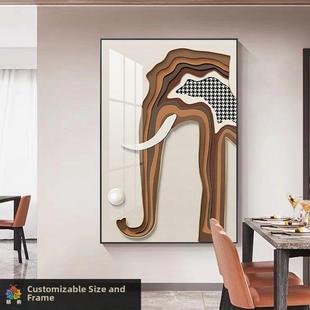 高级感餐厅挂画 饰画现代轻奢客厅玄关壁画2022新款 大象马 图案装