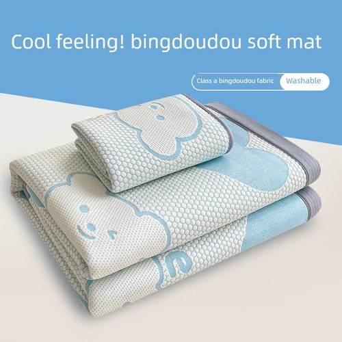 2025新款夏季提花冰豆清凉冰丝软垫床单三件套学生宿舍单张