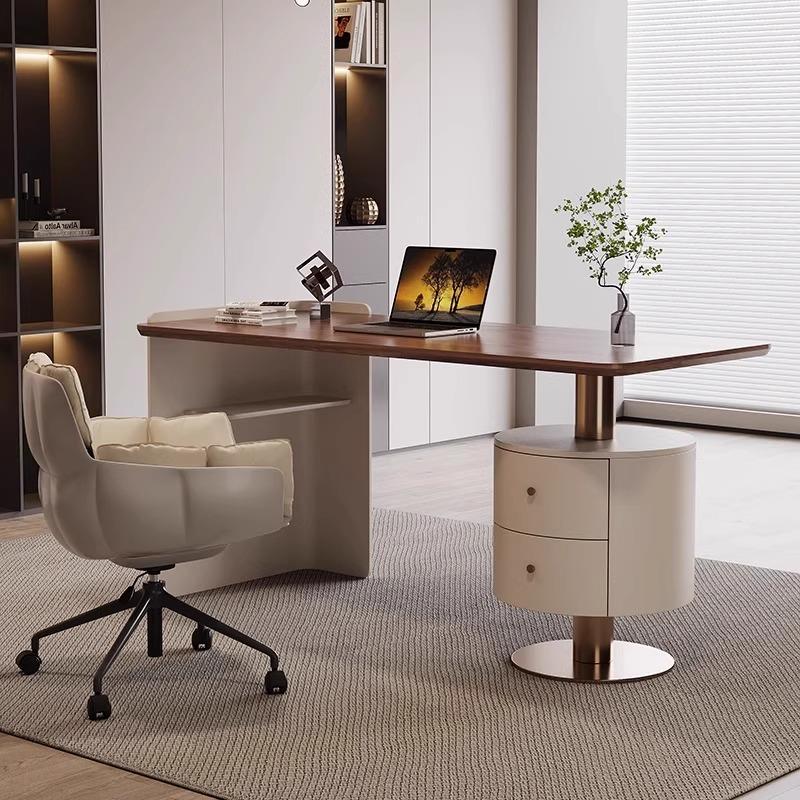 意式极简实木书桌现代简约家用设计师款书房电脑桌轻奢高端办公桌