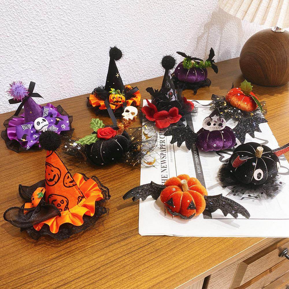万圣节头饰女巫帽子发卡儿童发夹派对南瓜头饰女童趣味搞怪发饰品