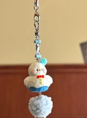 冬日小雪人雪花手机挂链钥匙扣串珠少女ins包包m5手帐本装饰挂件