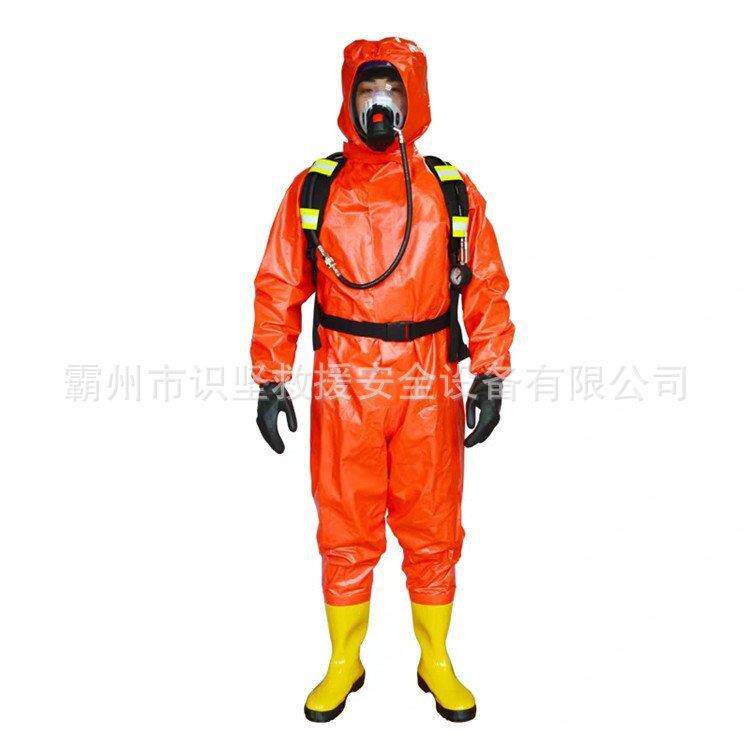 便携式耐酸碱无尘防化服连体式全封闭防护服橘色火灾逃生连体服