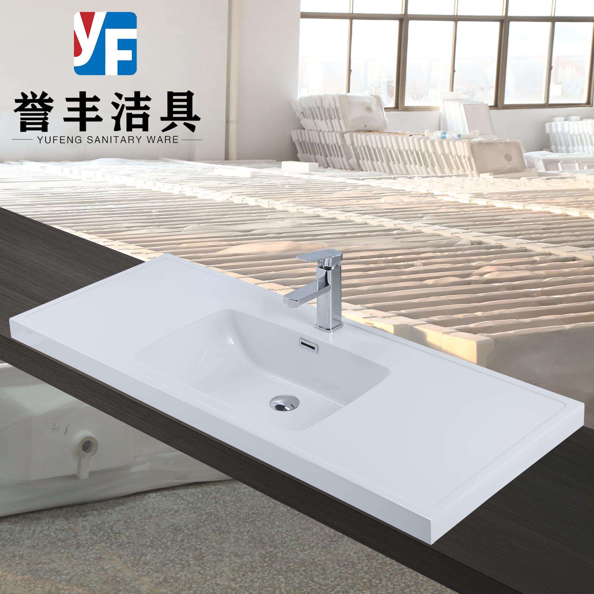 人造石一体盆源头厂家卫生间洗脸洗手台盆微晶石洗漱盆浴室柜水池
