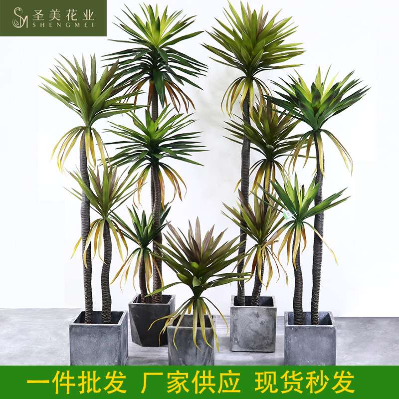 北欧绿植仿真剑兰树盆景龙舌兰盆栽橱窗落地装饰假树剑麻树植物