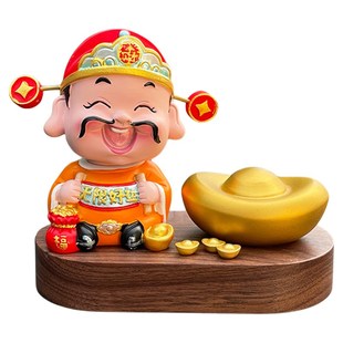摇头车载财神摆件汽车内饰品元 新款 宝胡桃木摆件中控台车上用品女