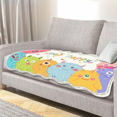 四季通用沙发座垫夏天防滑坐垫可爱直排不规则夏季冰丝冰凉盖布巾