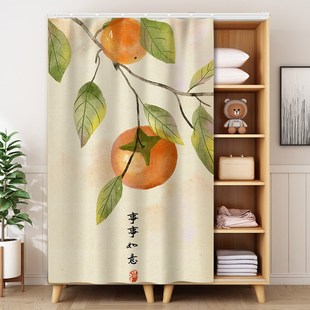 衣柜门帘滑轨式遮挡帘中式柜子防尘拉帘开放式书柜书架遮丑布帘子