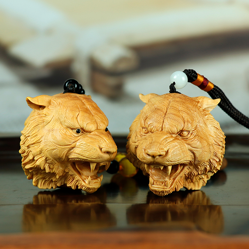 黄杨木雕刻老虎挂件实木生肖动物摆件男士手把件随身把玩虎虎生威