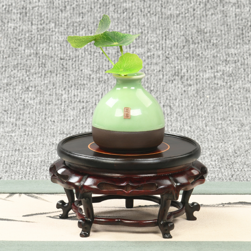 红木底座迷你小花架红酸枝花盆栽茶壶花瓶工艺品摆件奇石玉石托架