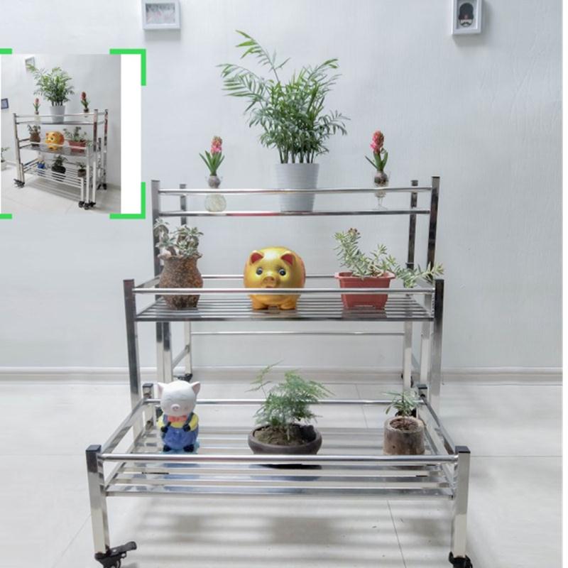 不锈钢折叠多层阶梯式阳台盆栽多肉 室内外置物架花架移动省空间