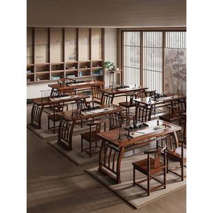 中式实木国学桌马鞍桌课桌椅幼儿园彷古书画桌学生书法桌子培训班