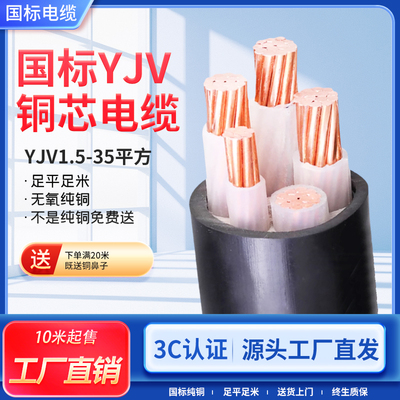 国标YJY电缆YJV铜芯vv三相四线ZR