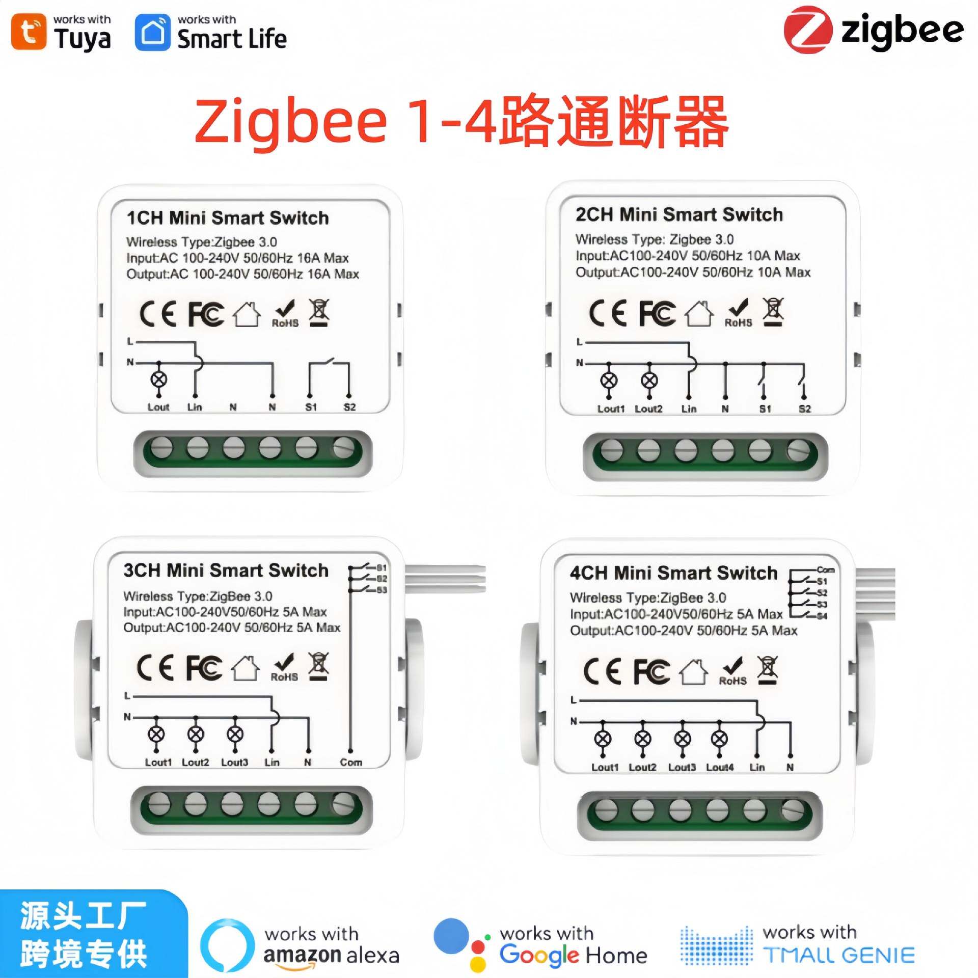 涂鸦ZigBee1-4开智能开关APP远程
