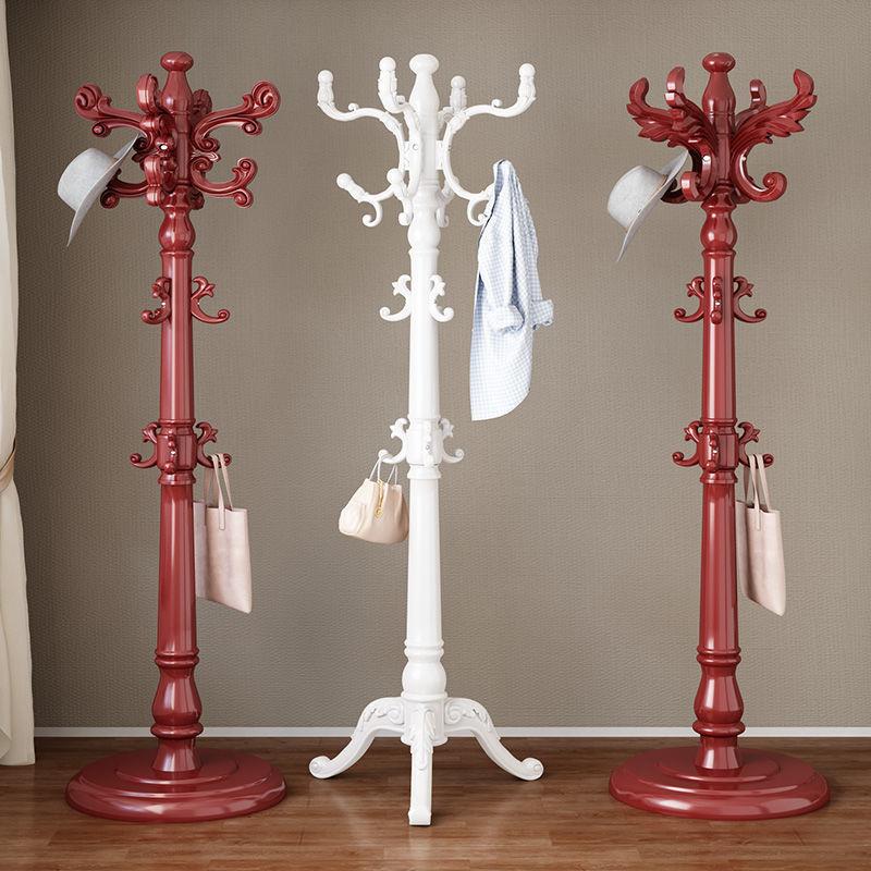 欧式实木衣帽架落地卧室挂衣架家用包架收纳单杆立式大挂衣服架子