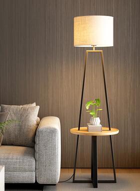 欧伯伲客厅落地灯沙发边几置物架一体卧室床头落地台灯气氛灯新款