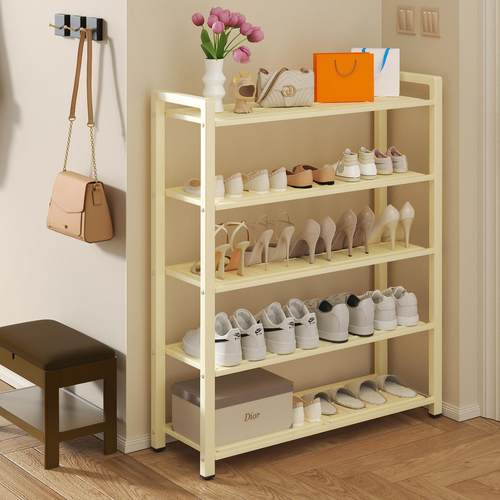 家用钢制鞋架门口落地多层置物架铁艺简易收纳架玄关入户门后鞋柜