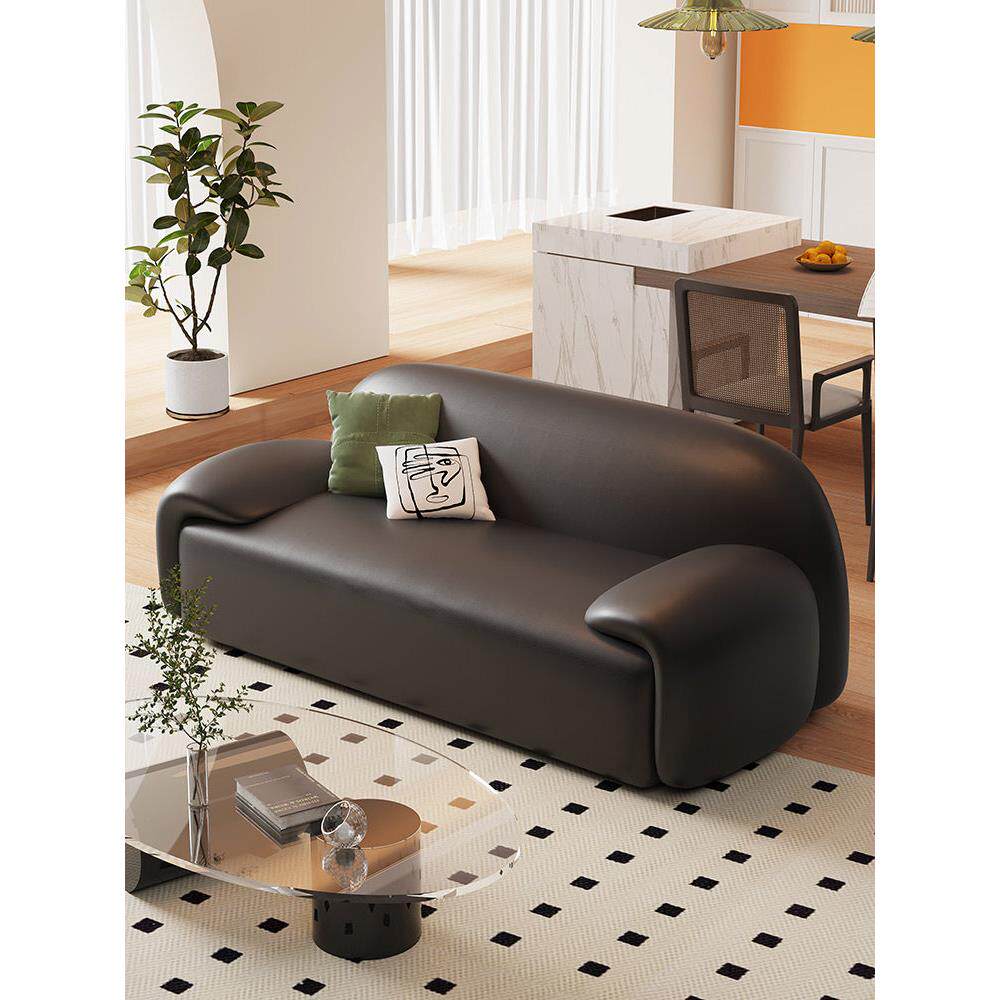 北欧轻奢小户型小尺寸沙发休息区接待服装店双人直排黑色民宿客厅