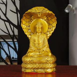 纯铜释迦牟尼佛像摆件蛇护佛陀蛇如来佛祖像家居客厅装饰工艺品