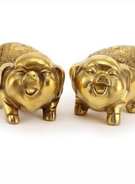 铜猪摆件纯铜猪一对福猪十二生肖猪家居饰品摆设 一对桌面礼品摆