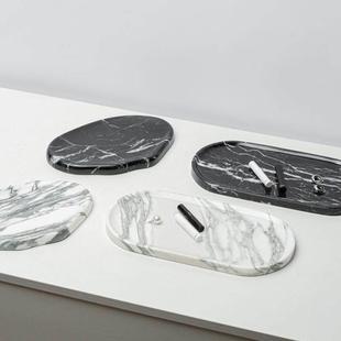 北欧轻奢大理石托盘珠宝收纳托盘入口房间桌面装 饰收纳架桌面收纳