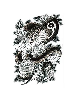 猎己 猛兽花锦  彩色纹身贴防水防汗不反光小腿脖子胸口满背半甲