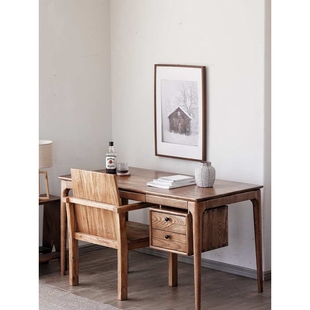 定制定制日式全实木写字台小户型家用电脑桌中式办公书桌简约桌子