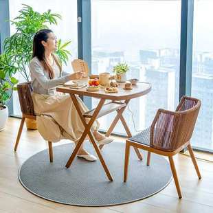 阳台电陶炉小茶桌多功能茶几中式藤编围炉煮茶桌椅组合梦雨茶桌