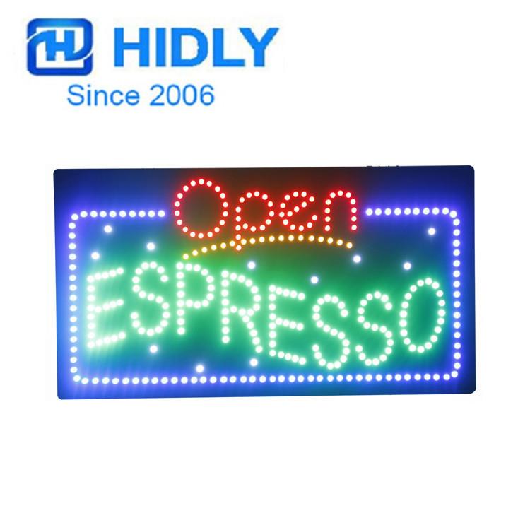 LED ESPRESSO sign浓缩咖啡发光字灯箱制作咖啡店营业中招牌