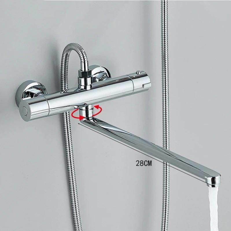 全铜浴缸水龙头二合一简易恒温花洒套装冷热混水恒温阀加长出水嘴,家装主材,浴缸龙头/淋浴龙头,淘宝优惠券,粉丝福利购,淘宝优惠卷