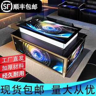 不锈钢茶几七彩变色简约酒吧台钢化玻璃 现货星空ktv茶几发光欧式