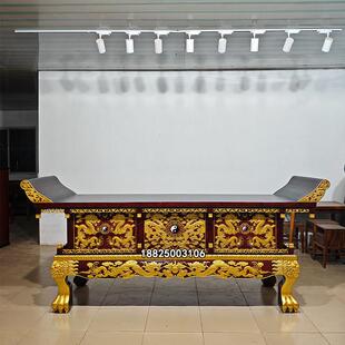 寺庙佛堂神台实木雕花供桌祠堂元宝桌道观贡桌香樟木财神桌定制