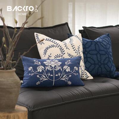 BACKTO卜凸青花抱枕法式中国风中古沙发客厅卧室靠枕套民宿样板间