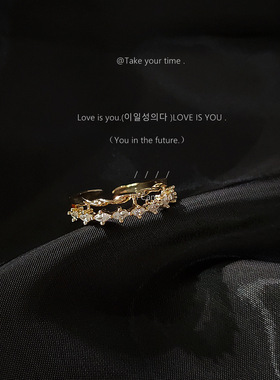 日韩锆石戒指小众设计